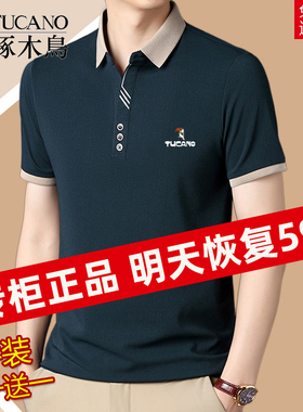 啄木鸟短袖t恤男士夏季休闲商务翻领polo衫中青年刺绣半袖体恤男
