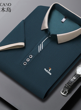 啄木鸟2026年男士t恤夏季新款中青年休闲短袖刺绣翻领POLO衫上衣