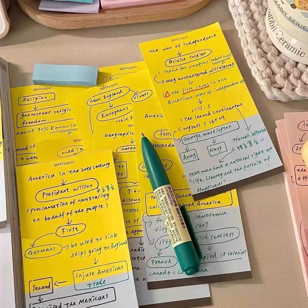 简约黄灰色长条可撕草稿纸便签本