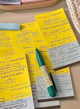 小红书同款简约黄灰色长条便签本ins学生无粘性草稿纸N次贴留言本