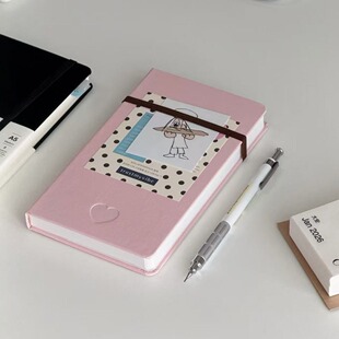 韩版粉色爱心硬壳手账本简约高颜值学生空白内页日记本计划笔记本