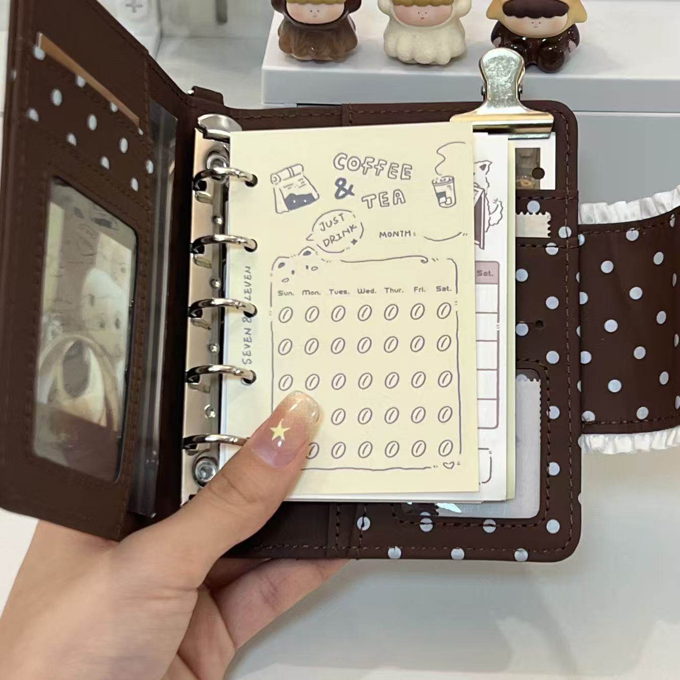 巧克力蕾丝波点m5手账本韩版ins高颜值学生可拆卸活页日记笔记本,文具电教/文化用品/商务用品,手帐/日程本/计划本,淘宝优惠券,粉丝福利购,淘宝优惠卷