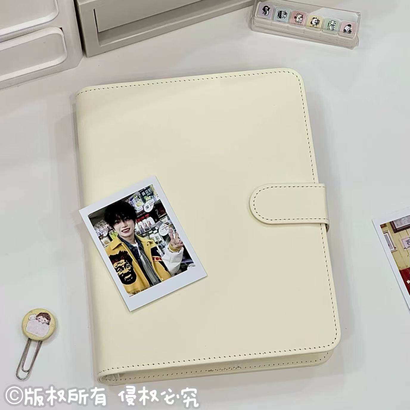 ins风简约米色A5皮质活页笔记本