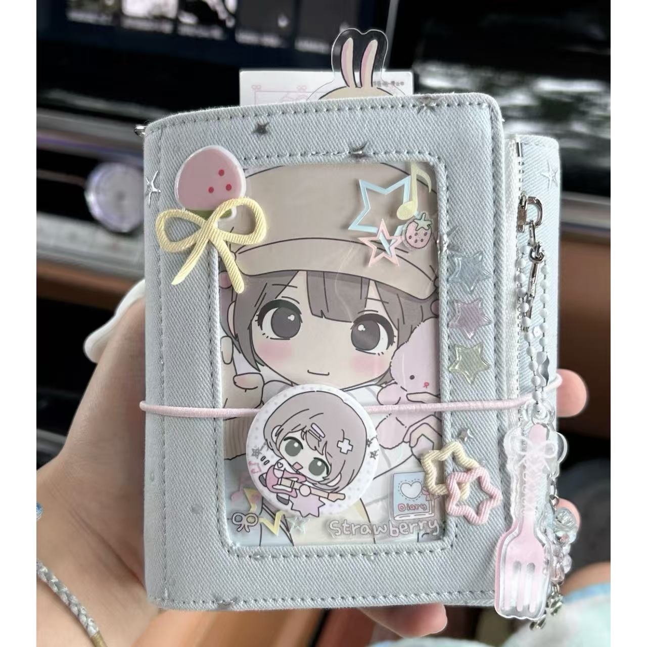 蓝色牛仔满天星m5随身活页手账本