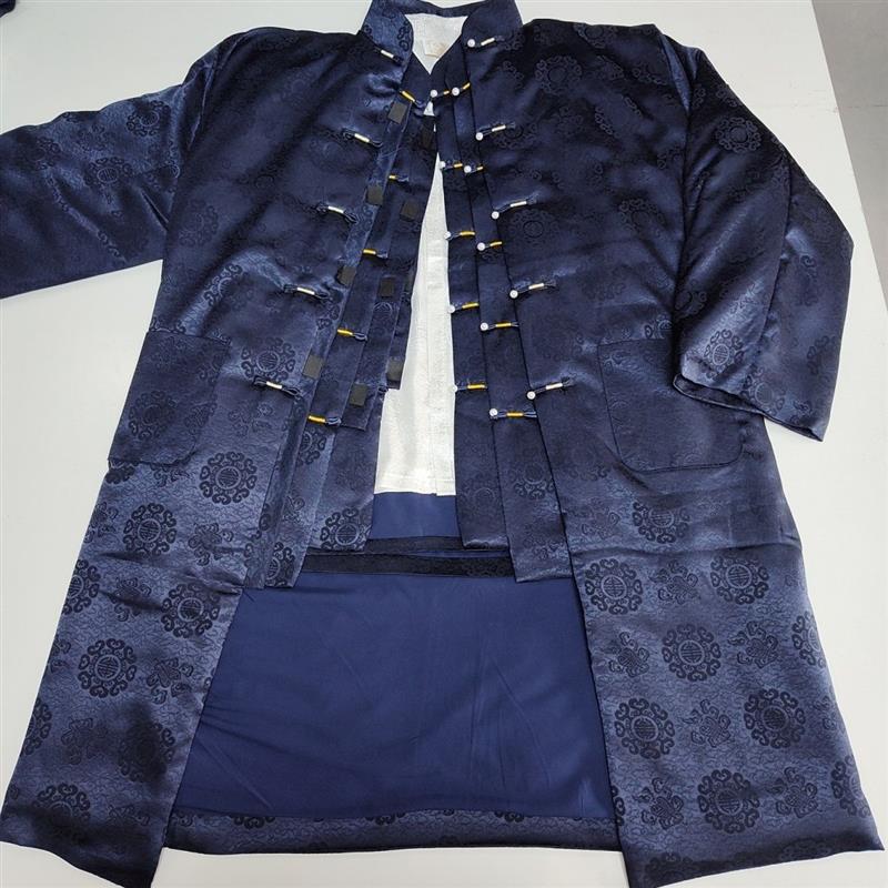 寿衣全套七件套批发高档老年人寿终衣逝世衣服唐装加厚