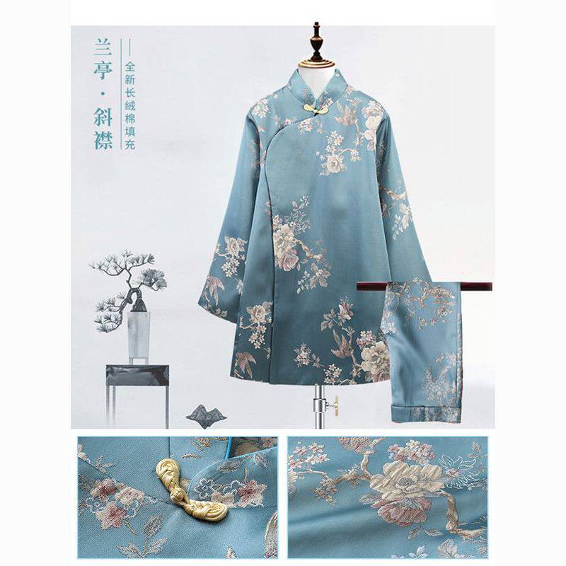 女款寿衣 老人纯棉高档全套殡葬用品 女士旗袍闰年真丝寿服