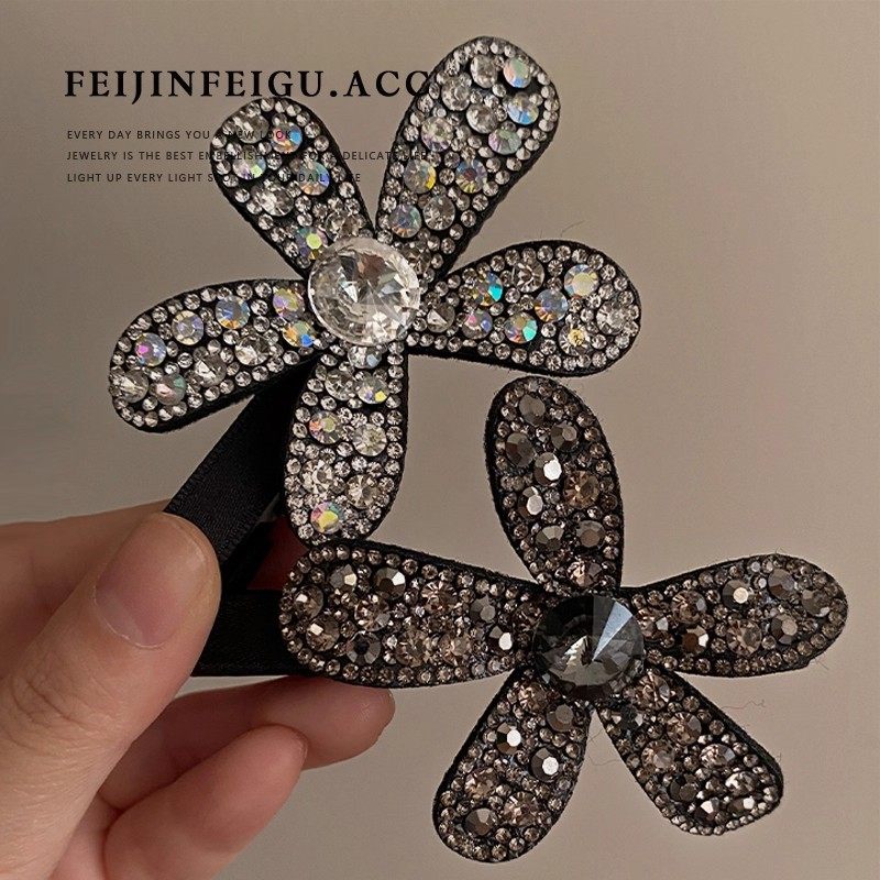 满钻花朵发夹刘海夹女前额2025新款高级感侧边小夹子发饰发卡头饰