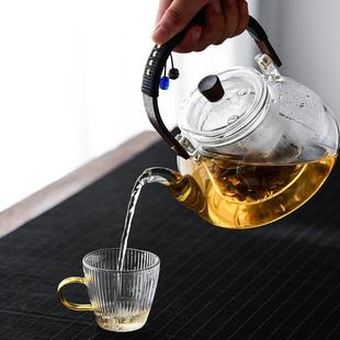 提梁烧水壶家用耐高温泡茶壶电陶炉蒸茶器套装 玻璃煮茶壶新款