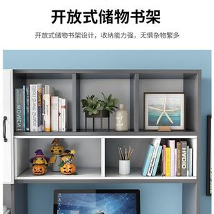实木书桌书架一体学生学习写字桌家用卧室电脑桌子带抽屉书柜书桌