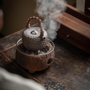 手工复古温茶壶家用养生提梁壶围炉煮茶室内家用 粗陶煮茶壶日式