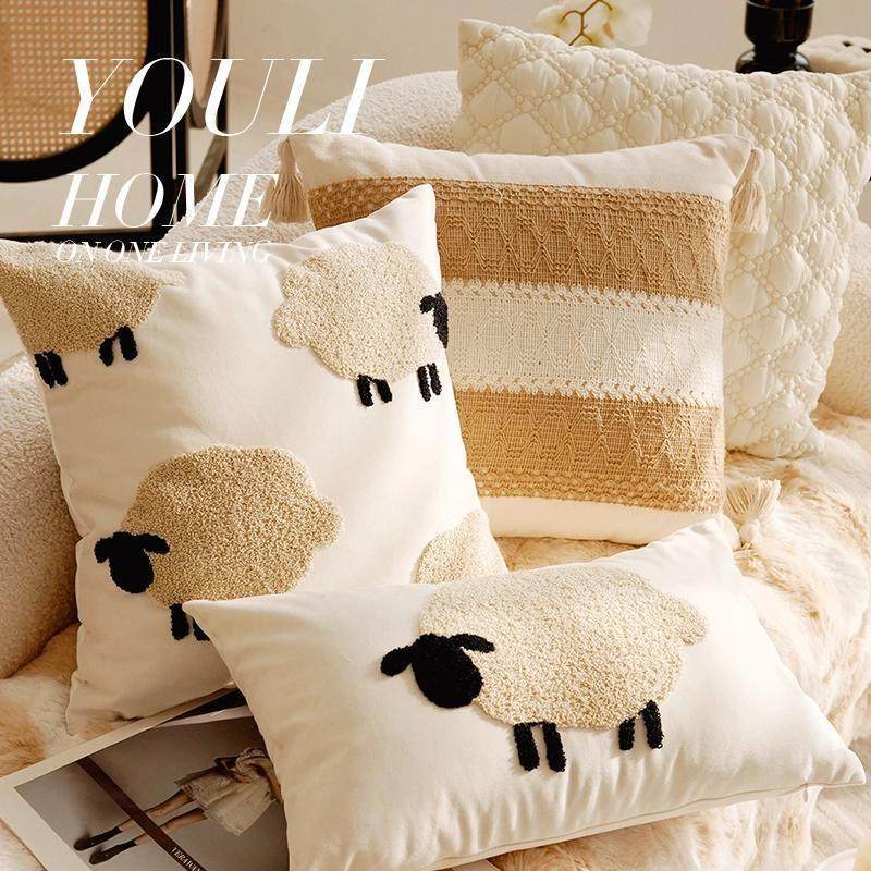 法式高级感客厅沙发飘窗靠枕抱枕轻奢靠垫含芯橘色中古战马抱枕套