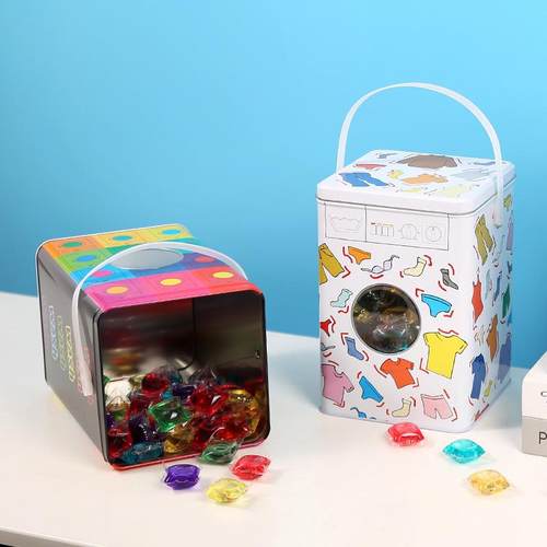 创意洗衣粉铁盒手提家用五谷杂粮零食包装盒储物盒洗衣凝珠收纳桶