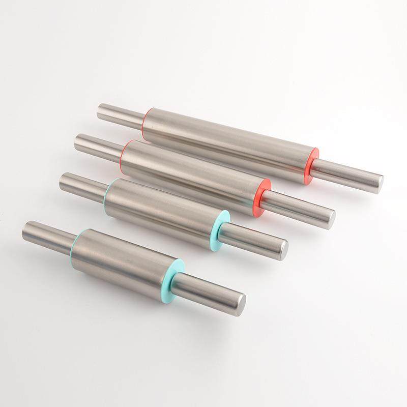 RYJ不锈钢擀面杖面粉棍滚轴式木柄塑盖擀面杖烘焙工具