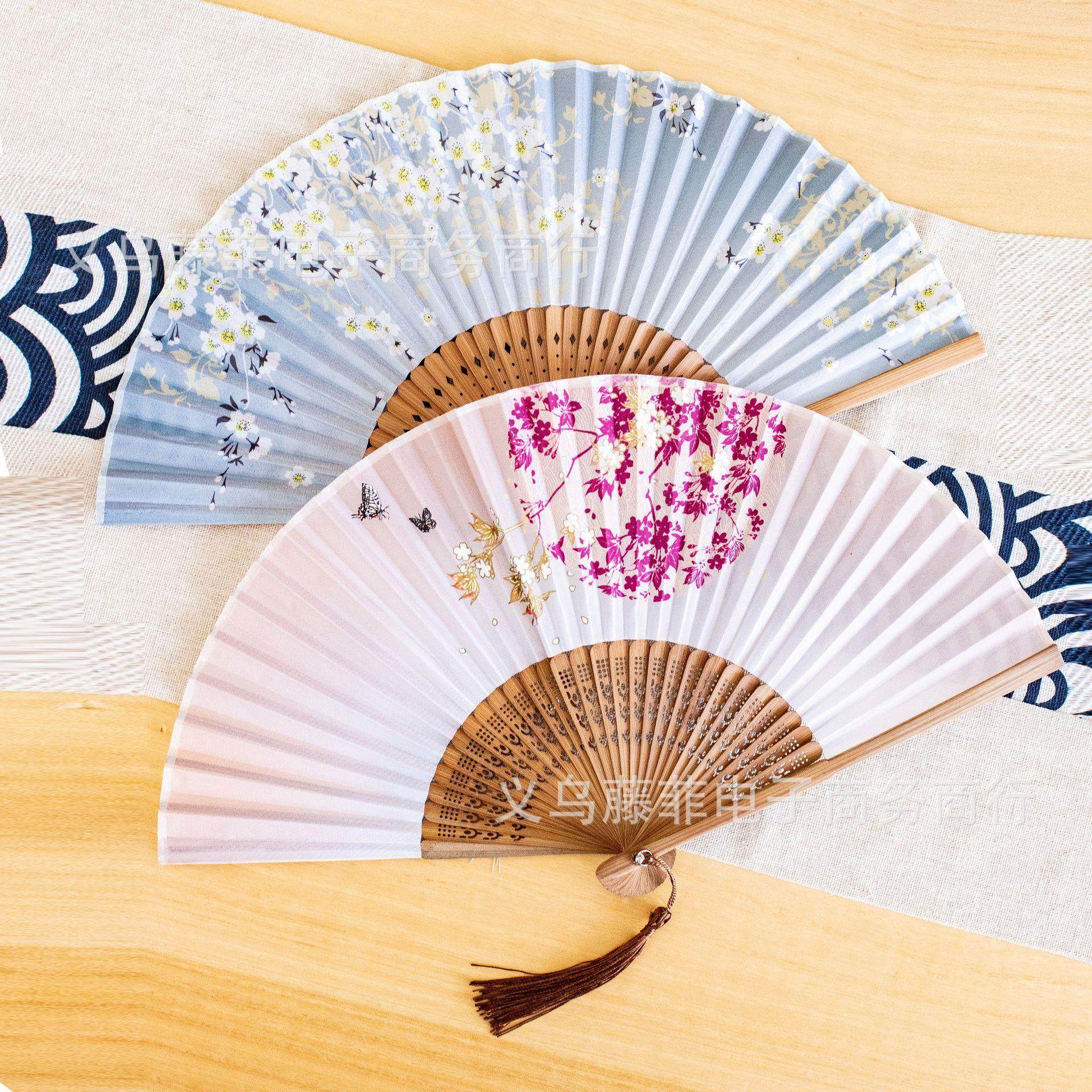 头青古风扇子折扇中国风女式复古典丝绸舞蹈扇夏季和风日用扇