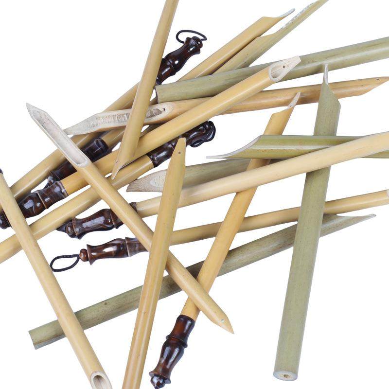 亚马逊手工竹笔蘸水笔藏文书法竹子蘸墨笔左斜右斜平头dippen