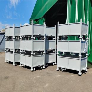 重型金属铁框 ROL折叠仓量储物龙流周转箱至大从轮优 钢制料箱带