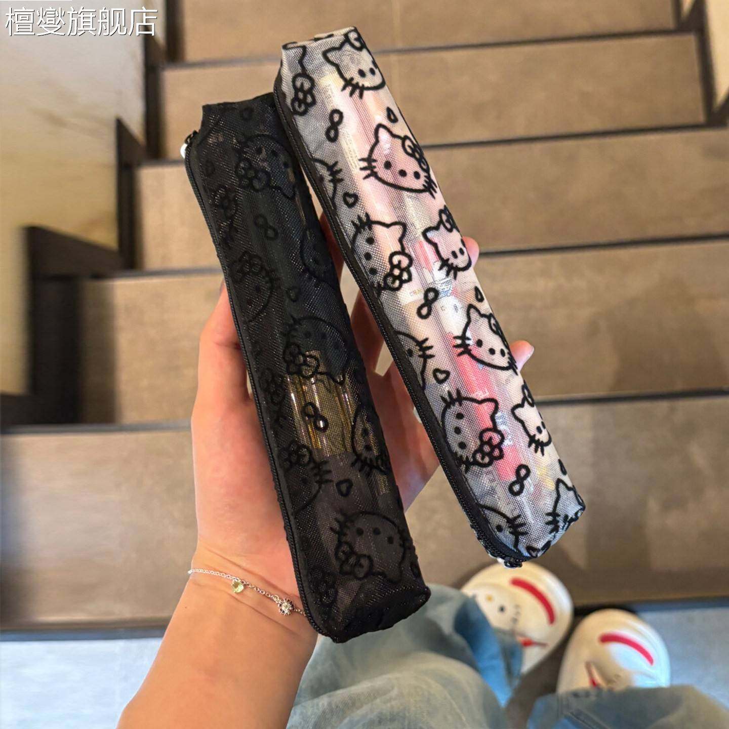 正品旗舰店文具女生可爱笔袋高颜值ins风网纱kt猫女学生大容量收纳袋便携式铅笔盒化妆刷包,文具电教/文化用品/商务用品,笔袋,淘宝优惠券,粉丝福利购,淘宝优惠卷