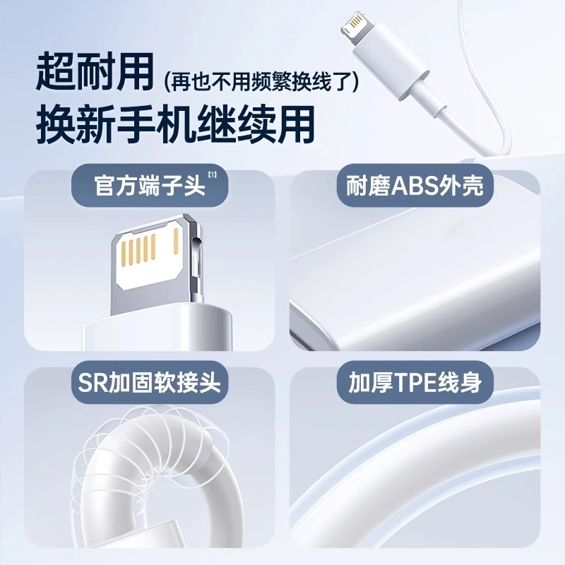 【官方认证正品】适用于苹果充电线iphone11数据线快充usb接口13原装pd16双c手机15pro充电器线lightning14平