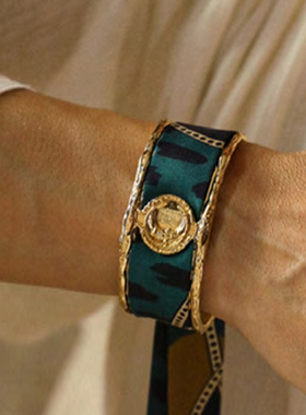 AN-NEE · LUNE 棕绿色 夏帕诺瓦 2cm 丝巾手镯［法国设计师］