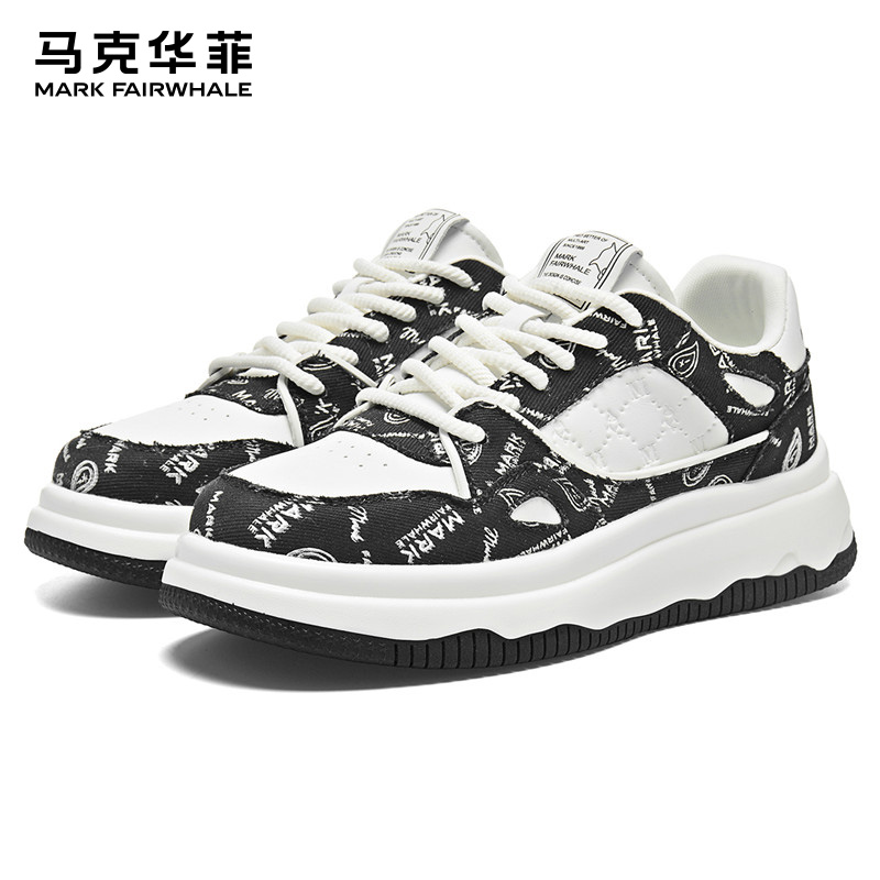 马克华菲2025新款夏季透气板鞋男