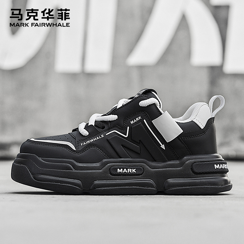 马克华菲休闲运动鞋男2025冬季季新款厚底增高板鞋子男男士面包鞋