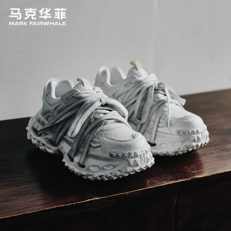 马克华菲2025夏季新款休闲运动鞋做旧软底情侣男女增高轮胎老爹鞋