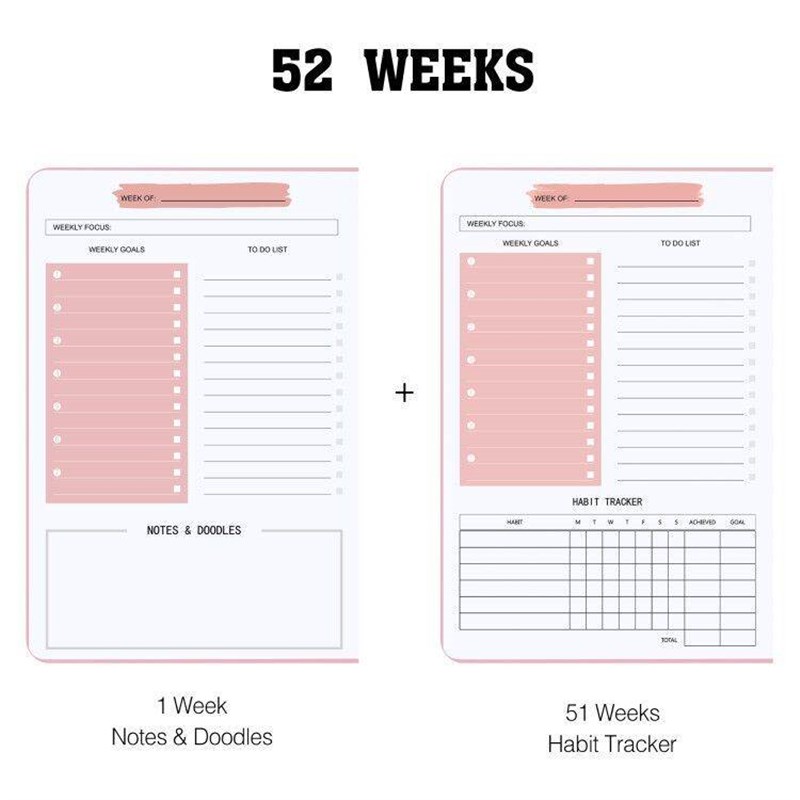 undated A5 Daily Weekly PlannAer Agenda Notebook Weekly Goal