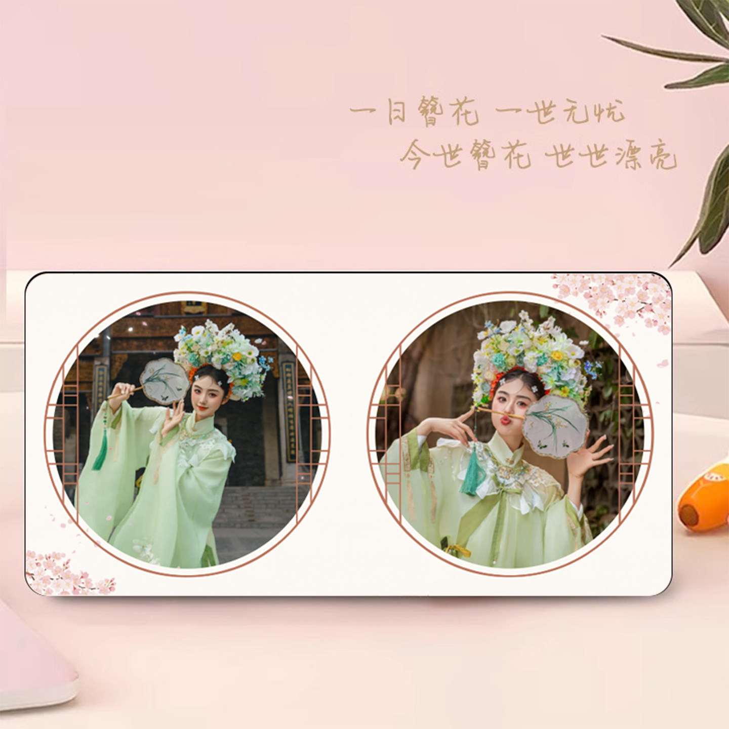 照片定制簪花相框洗儿童相片做成水晶摆台高级感打印宝宝创意摆件