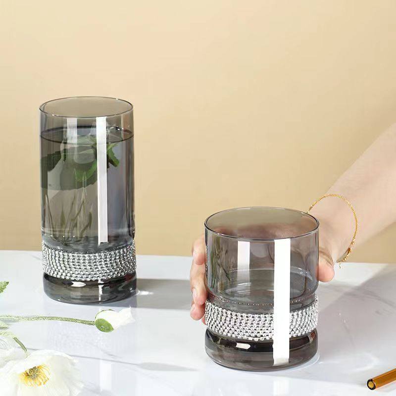 仙女款钻石系列红酒杯高颜值镶钻玻璃杯威士忌酒杯网红缠钻水杯