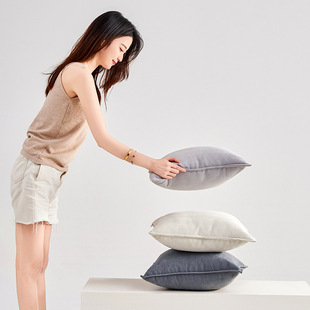 INS客厅沙发抱枕套北欧纯色简约雪尼尔靠枕床上靠垫轻奢小红书