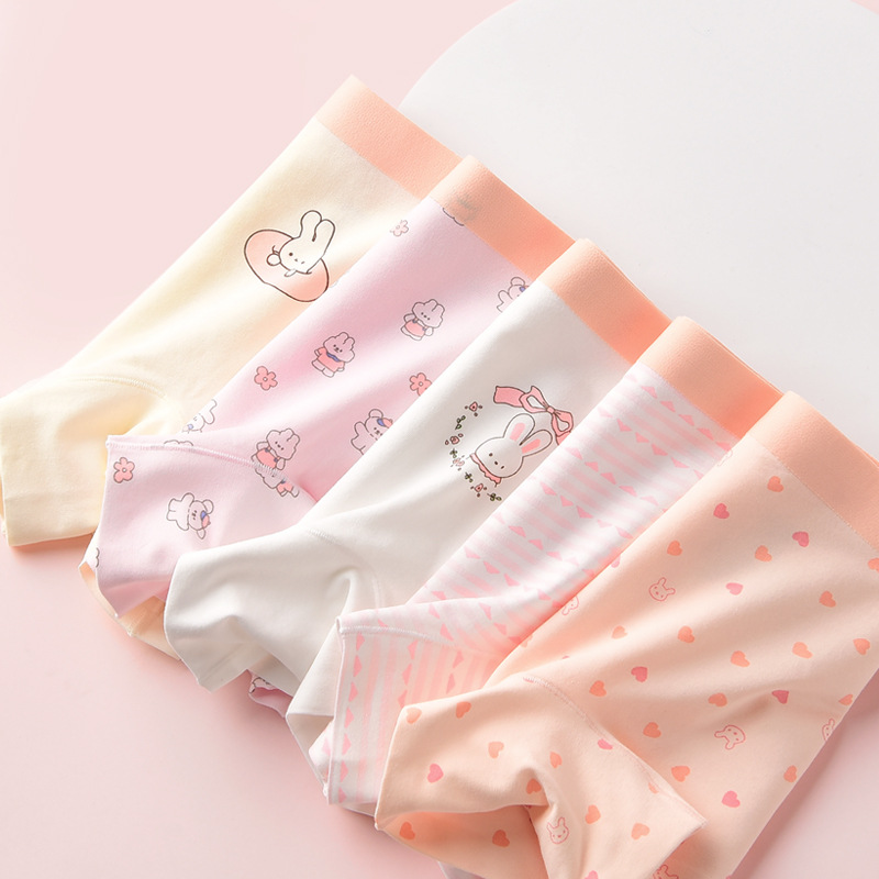 女童内裤a类棉无痕平角裤女中腰学生四角裤女孩短裤儿童内裤