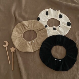 纯棉口水巾a类新生儿围兜花瓣新生儿婴儿加大加宽吸水男宝双面