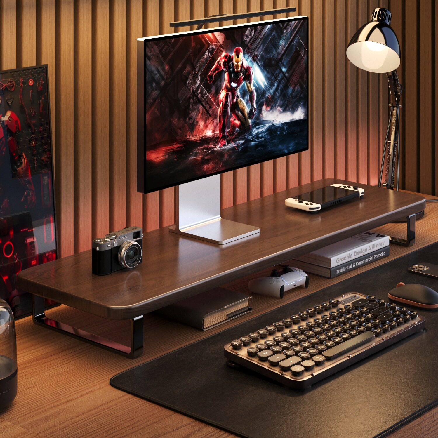 电竞房台式电脑显示器增高架置物架桌面收纳架托架加长笔记本支架