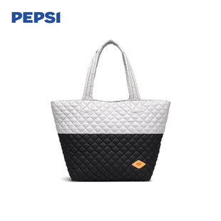 Pepsi/百事菱格纹通勤托特包女大容量轻便时尚羽绒单肩手提电脑包