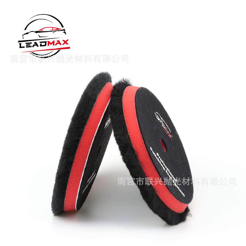 5.5寸6.5寸黑色羊毛抛光轮RO羊毛盘汽车打蜡研磨羊毛抛光盘厂家