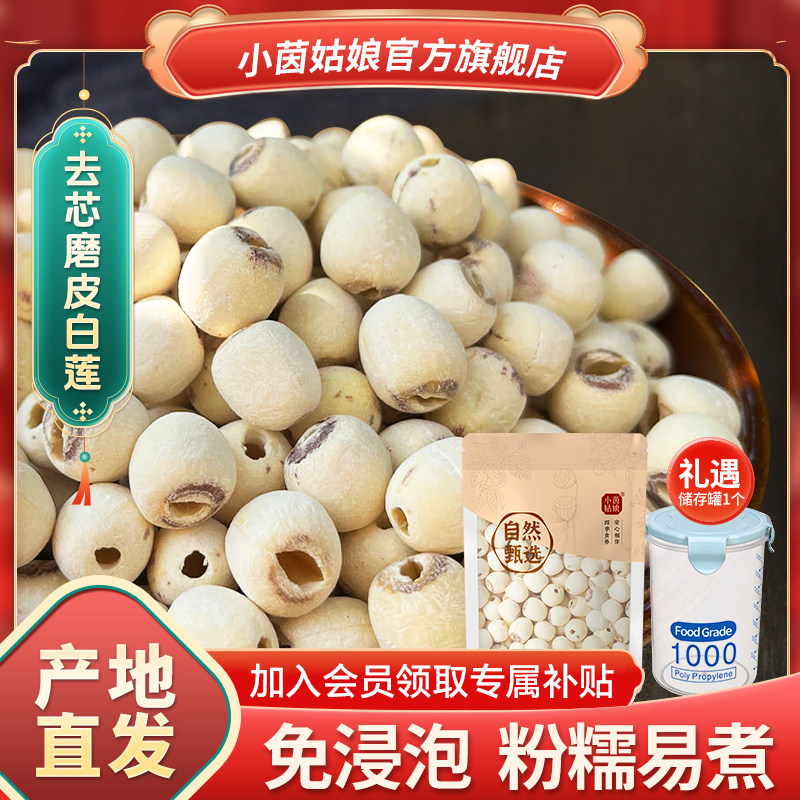 【小茵姑娘】湘潭优选去芯白莲500g 新鲜磨皮白莲子百合湘莲煲汤