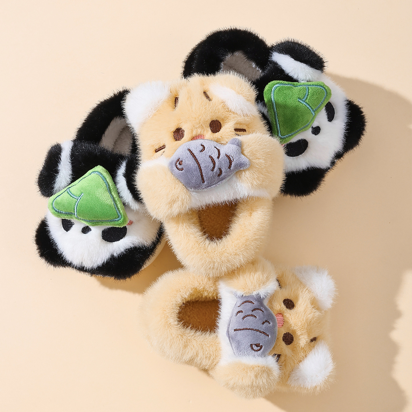 儿童棉拖鞋男童秋冬可爱卡通熊猫