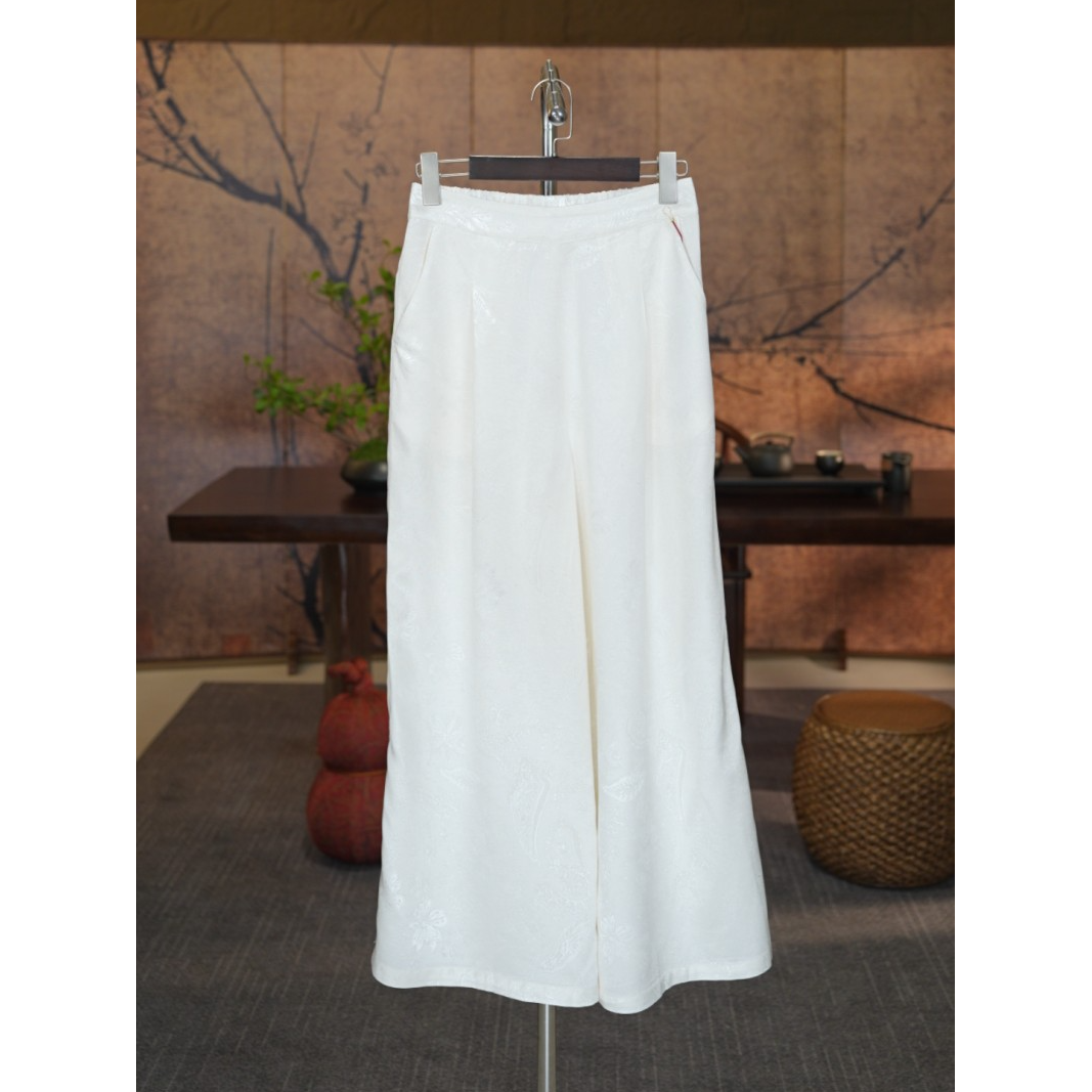 【禅意织锦】高端新中式国风香云纱绞萝提花老钱国潮阔腿裤复古,女装/女士精品,裤子,淘宝优惠券,粉丝福利购,淘宝优惠卷