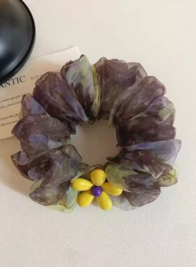 【铜C扣款】韩系清新风黄色小花大肠发圈头绳女时尚百搭头饰