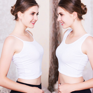 春夏小清新穿搭学生上衣 外穿针织打底衫 吊带背心女士棉质短款 无袖