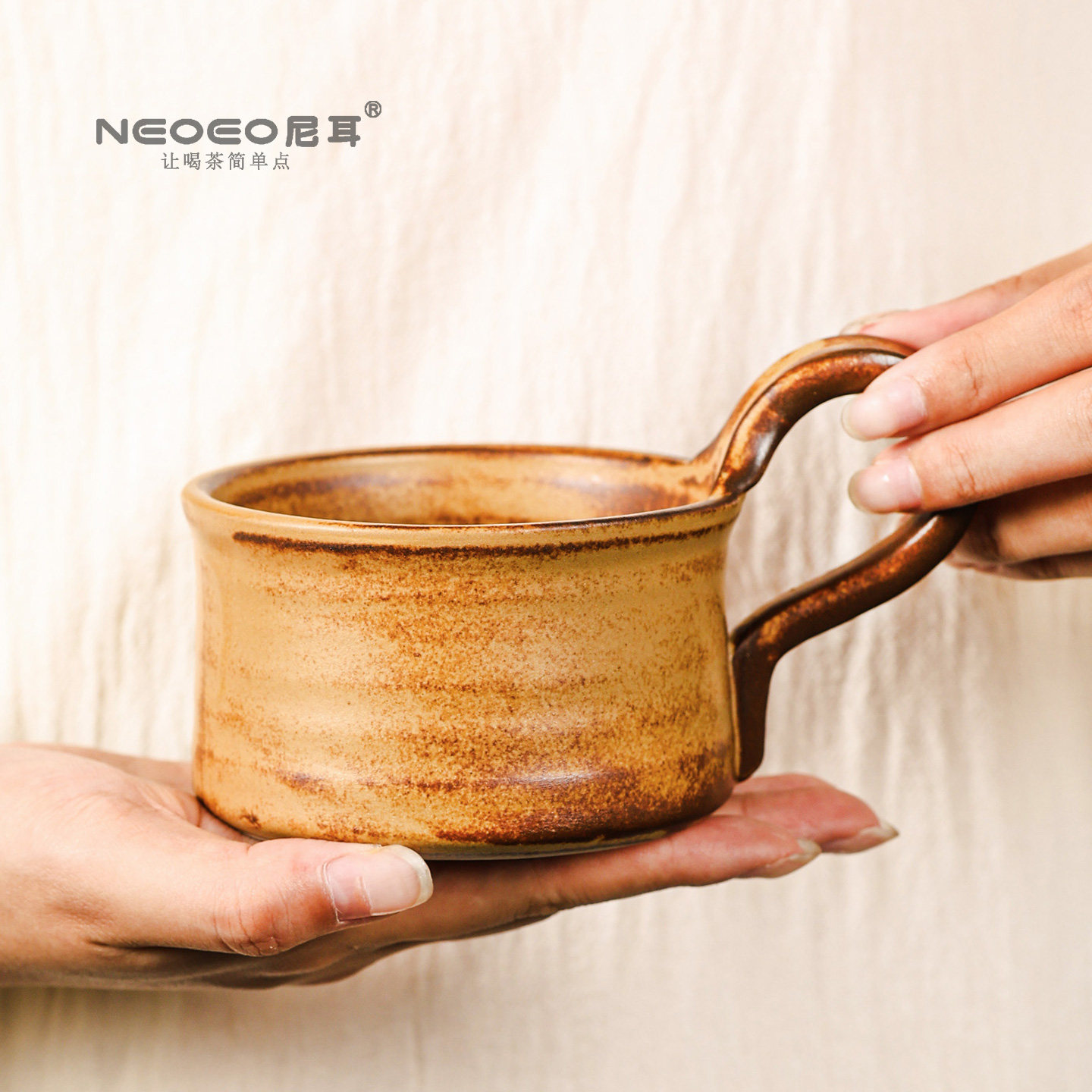 NEOEO尼耳咖啡杯创意粗陶喝茶杯日式复古马克杯大耳朵水杯早餐杯