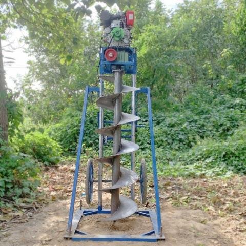 电线杆挖坑机柴油自动升降钻孔铁道路肩加固打桩500孔径围栏立柱