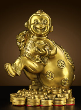 铜猴子摆件纯铜金属猴子助t运气家居客厅办公室猴子吉祥物开业礼