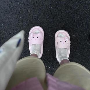 女学生宿舍防臭防滑静音可爱踩屎感软底eva一字拖 hellokitty拖鞋