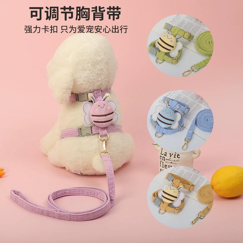 宠物轻便胸背狗狗小蜜蜂胸背带遛狗绳狗狗出门牵引绳中小型犬背心