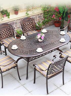 厂院家室外长台桌子天外阳台庭花园户露外ZF6122T+铸铝室桌椅