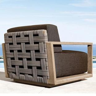 北欧户外柚木沙休567发庭院花园外户家具别墅防编腐防晒闲实木藤