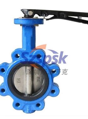 美标手柄球墨铁5对夹式耳式橡胶蝶444阀D71铸X-150l2寸凸3寸4寸寸