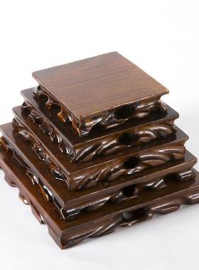 根雕实木底座工艺品摆件正方形木质底座石头佛像紫砂壶花瓶底座