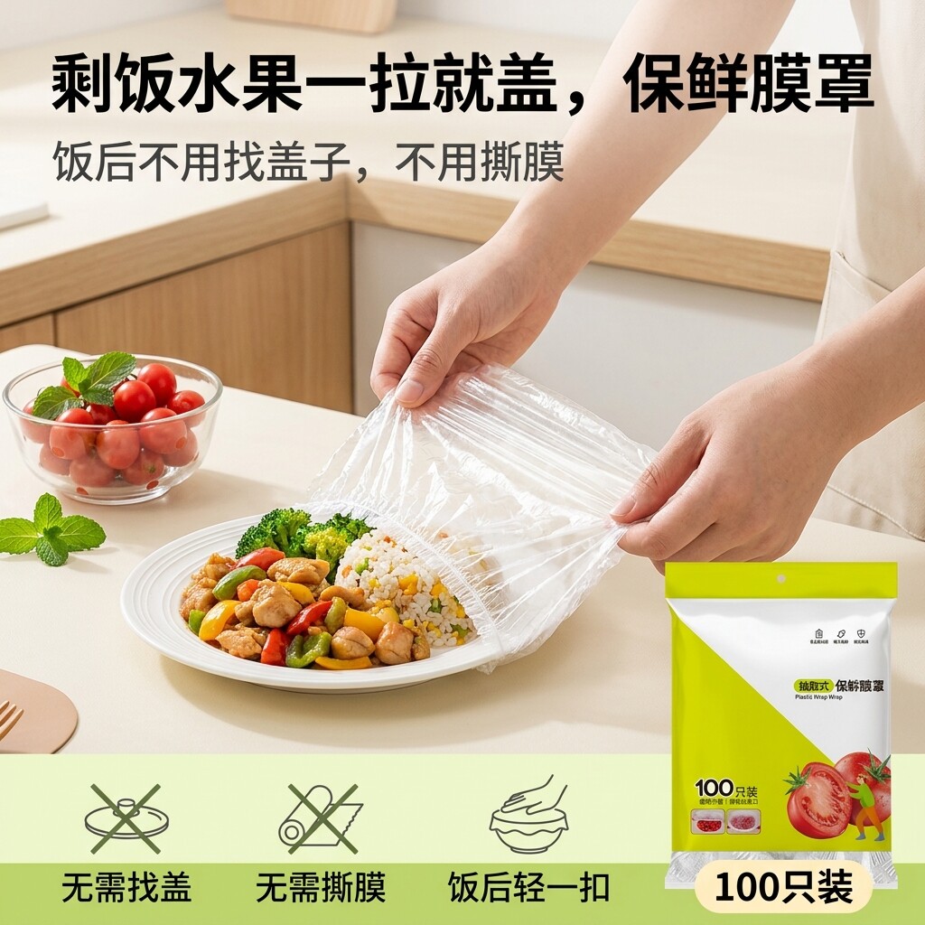一次性保鲜膜套食品级家用厨房冰箱剩菜专用碗盘罩加厚大号保鲜袋
